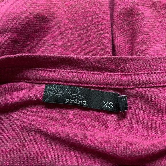 PrAna Pacific Drift Crossover Fuschia Purple Bottom Twist Top T Shirt Womens XS - Picture 9 of 13